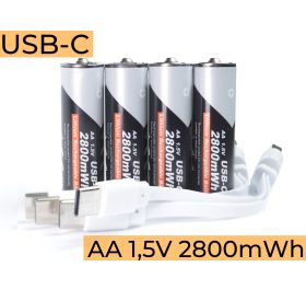 AA USB-C 2800 mWh Oppladbare batterier
